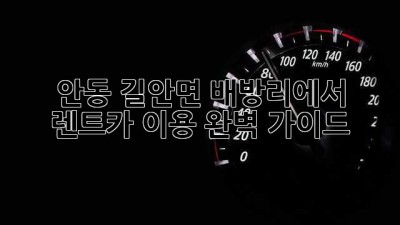안동 길안면 배방리에서 렌트카 이용 완벽 가이드